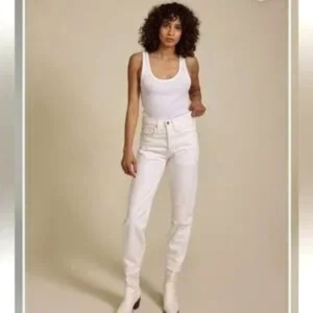 Edwin 1947 Women's Hana High Rise Straight Leg Crop Jeans White Noise Sz 31 NWT